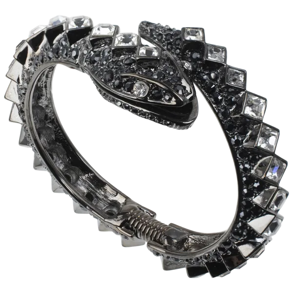 Kenneth Jay Lane "Fit for a Royal" Diamond Back Serpent Bangle Bracelet
