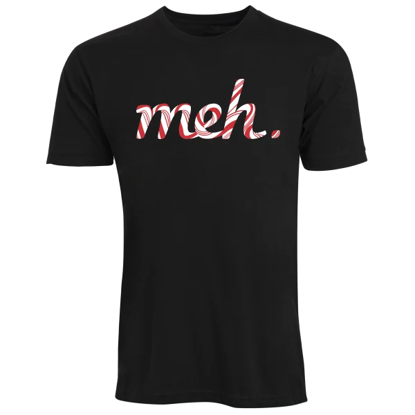 Candy Cane Meh Logo on Black Tee