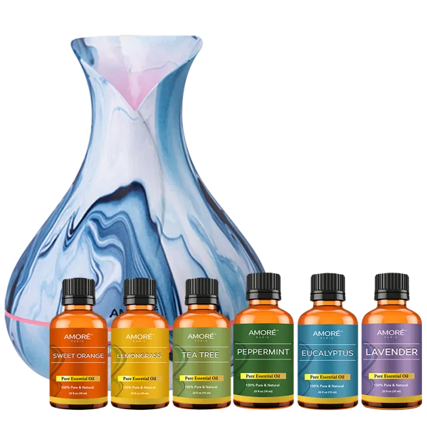 Amore Paris Hydro Dipped Ultrasonic Aromatherapy Diffuser w/ Essential Oil Set