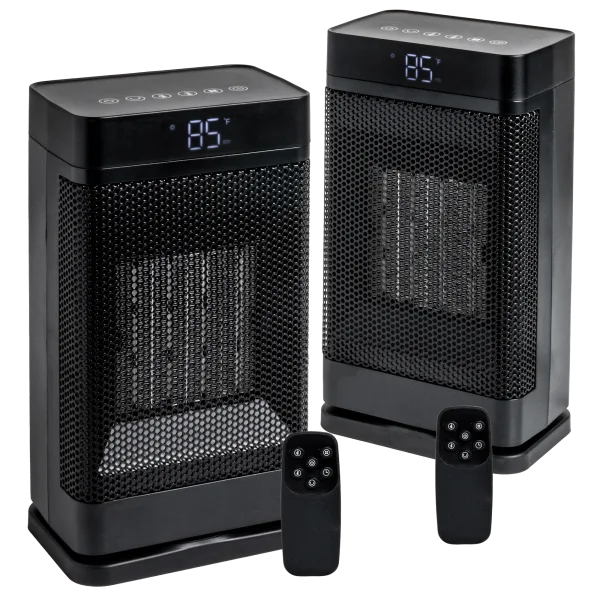 2-Pack: 1500W Oscillating Space Heater w/ 99° Thermostat & Remote