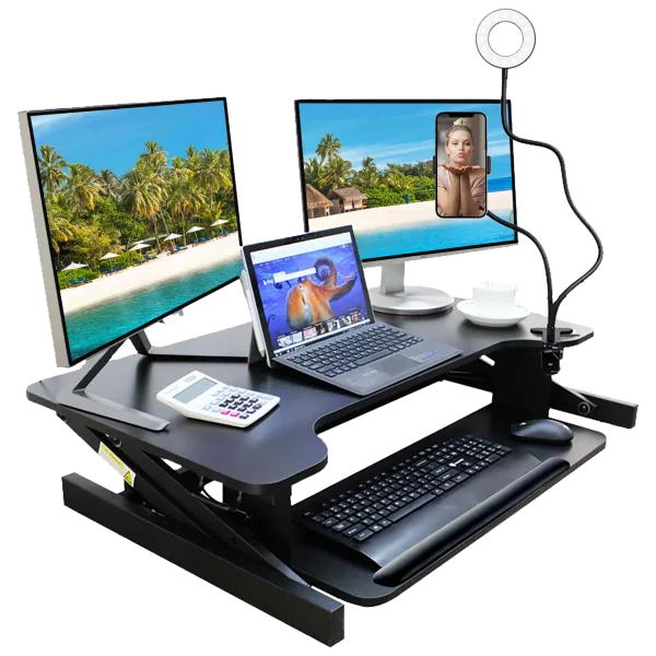 Ergo Standing Desk Converter with Streamer Kit and Gel Wrist Rest