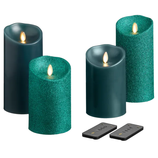 Luminara 4-Piece Flameless Smooth & Glitter Candles