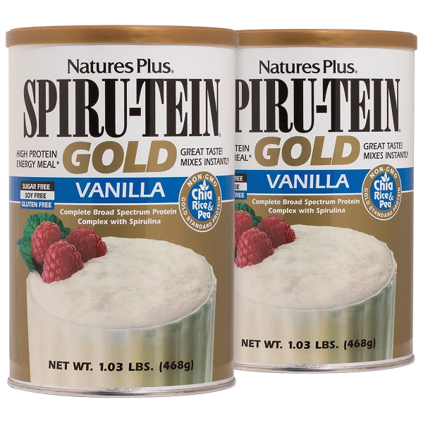 2-Pack: NaturesPlus SPIRU-TEIN Gold Shake Vanilla Protein Powder (2.06 lb Total)
