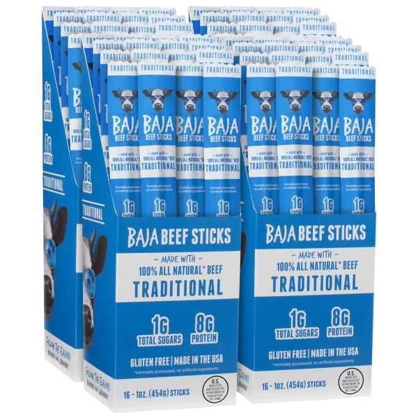 64-Pack: Baja Vida Traditional Beef Sticks