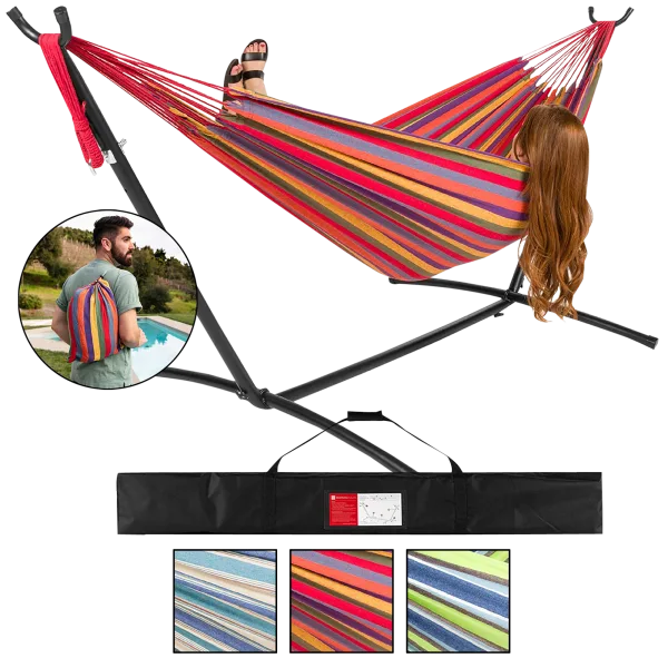 Best Choice Products 2-Person Hammock w/Stand and Carry Bag (or Hammock Only)