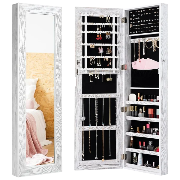 SimpleWise Jewelry Armoire With Mirror