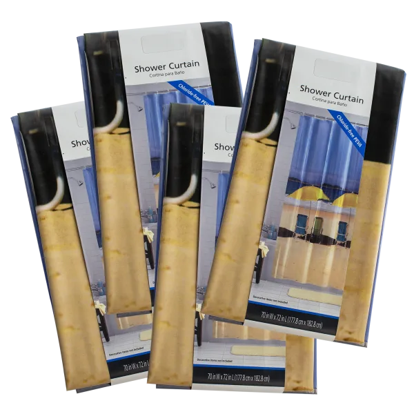 4-Pack: Beach Front Photoreal PEVA Shower Curtains