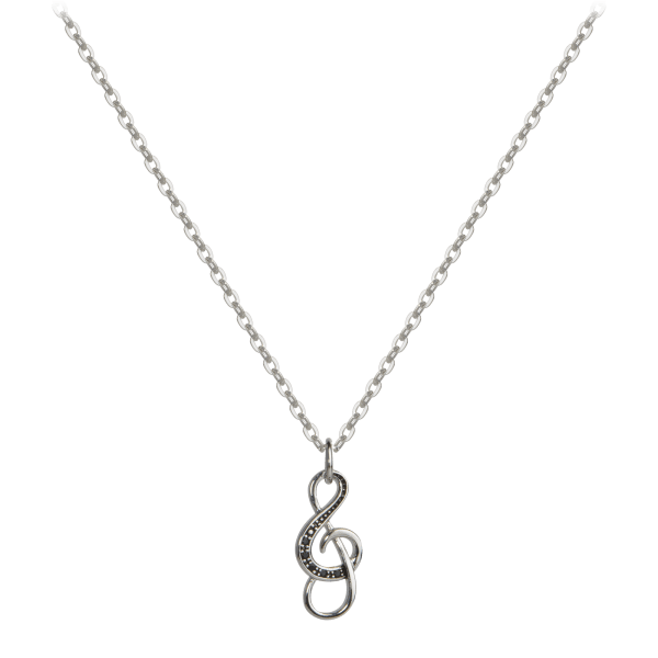 Niss & Niflaot Diamond Accent Music Note Necklace with 18K White Gold Plating