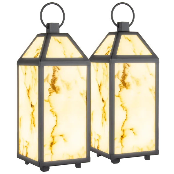 2-Pack Extra Large Indoor/Outdoor Marble Finish LED Lanterns