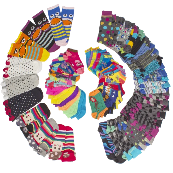 Random Socks (5-Pack Men's or Women's, 12-Pack Boy's or Girl's)