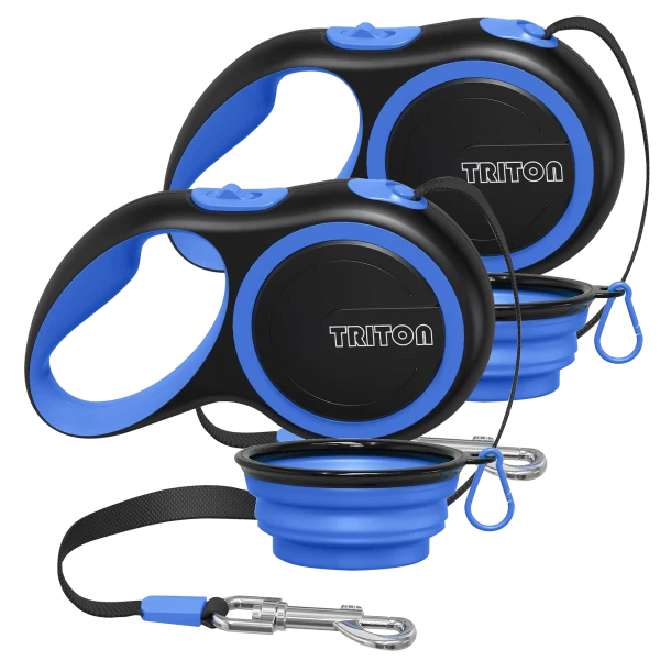 2-Pack: Triton 16-ft Retractable Dog Leash & Collapsible Water Bowl Set