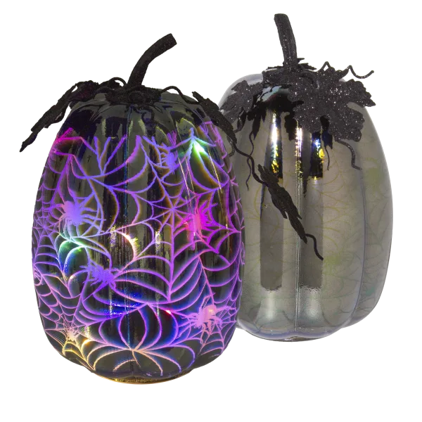 Wind & Weather Halloween LED 10" Battery Powered Glass Pumpkin