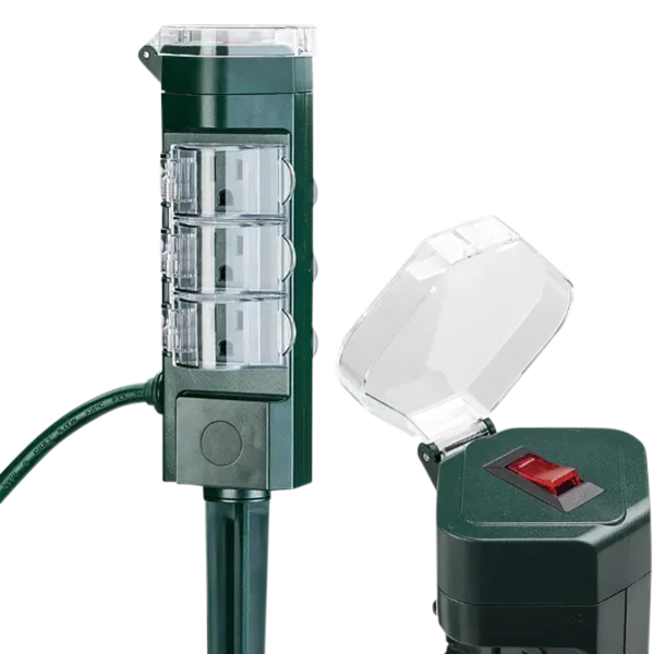 HBN 6-Outlet Yard Stake Power Strip with 24-Hour Mechanical Timer