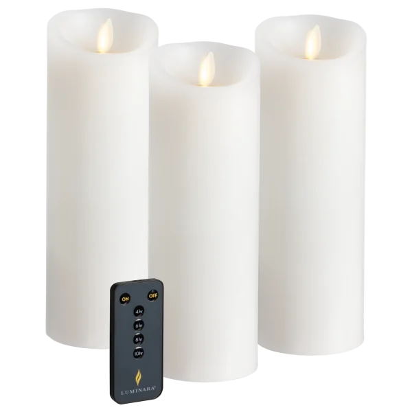 3-Pack: Luminara Flameless 8.5" Pillar Candles with Remote