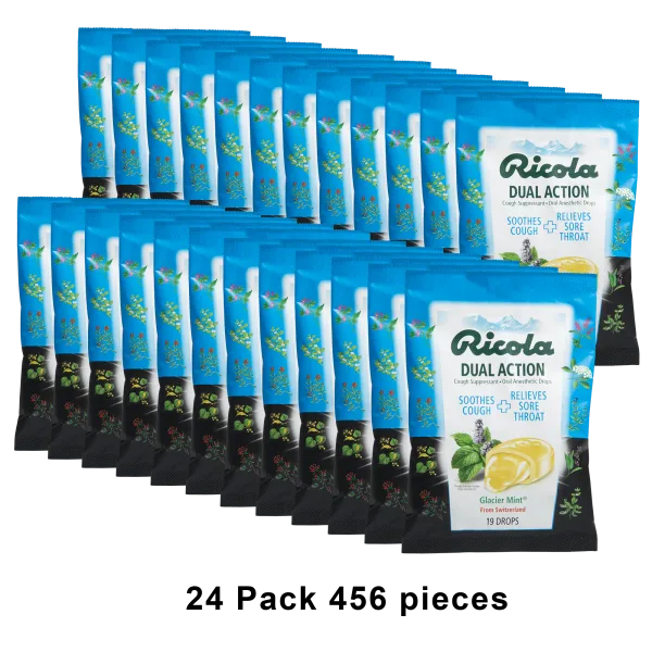 456-Pack: Ricola Dual Action Glacier Mint Cough Drops (24x 19-count bags)