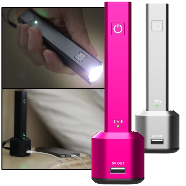 Rechargeable LED Flashlight With PowerBank and Charging Dock