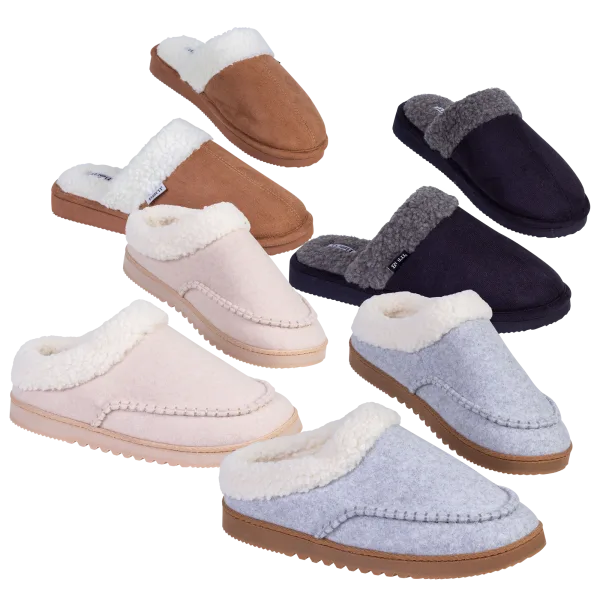 Born Ladies' Moccasins or Men's Faux Suede and Sherpa Scuff Slippers