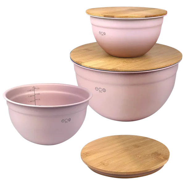 Eco Home 3-Piece Stainless Steel Mixing Bowls with Bamboo Lids