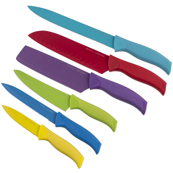 Emeril 6 Piece Non-Stick Colorful Knife Set with Sheathes