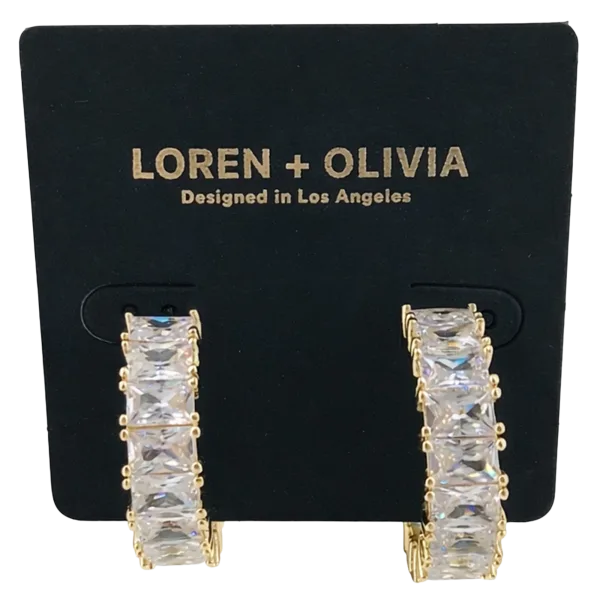 LOREN + OLIVIA Trendy Baguette Hoop Earrings