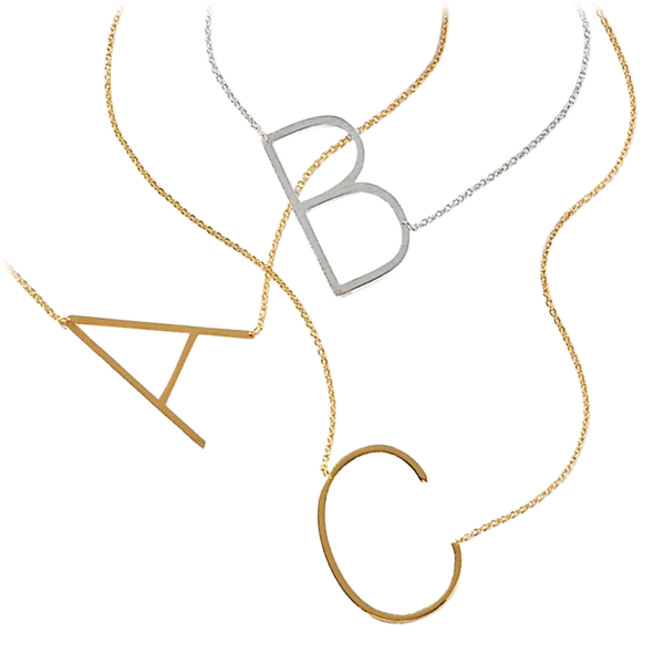 18k Gold Plated XL Initial Necklaces