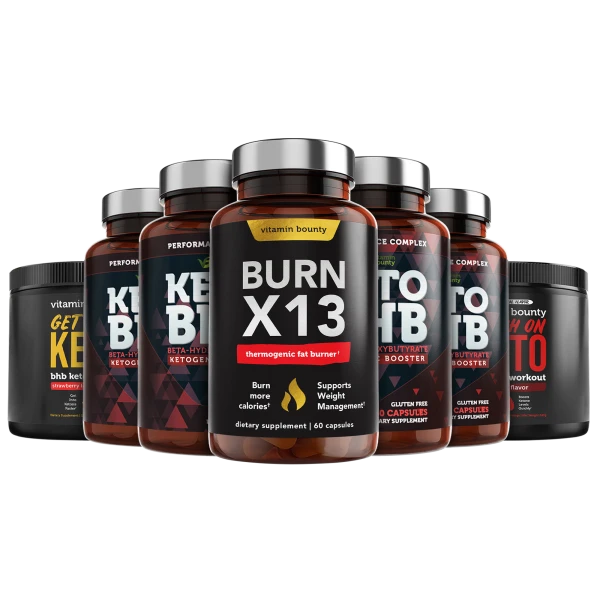 Vitamin Bounty 7-Piece Keto Set: BHB, Pre-Workout, Ketone Drink, & Fat Burner