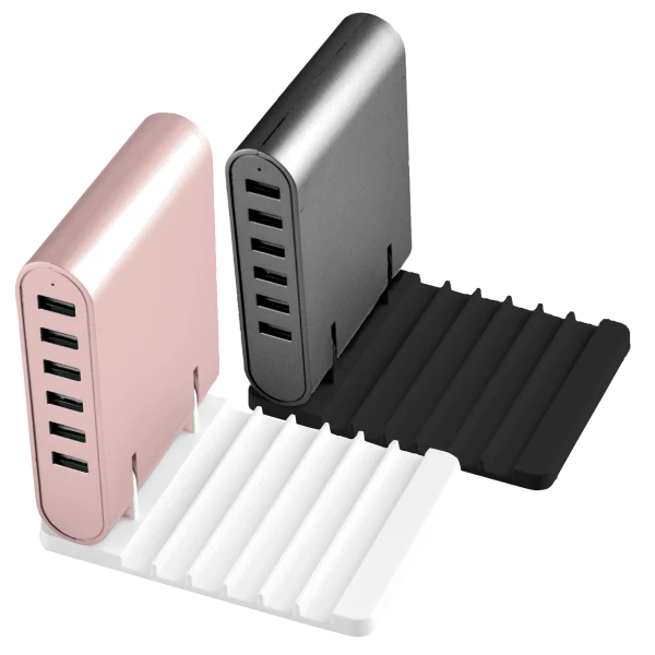 CobaltX 6 USB Port Charging Hub with Foldable Tray