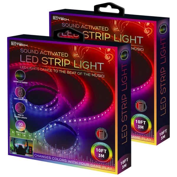 2-Pack: SimplyTech 10ft Sound Activated LED Strip Lights with Remote Control