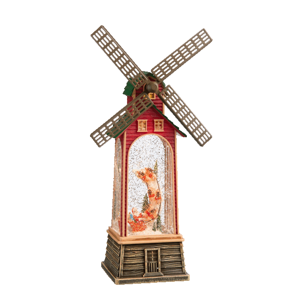 Roman 11.2" Lighted Swirl Windmill Figurine with Santa and Sleigh