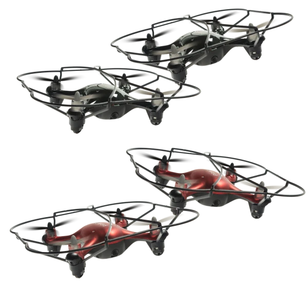 2-Pack of One Click Compact Camera Drones - Red or Black