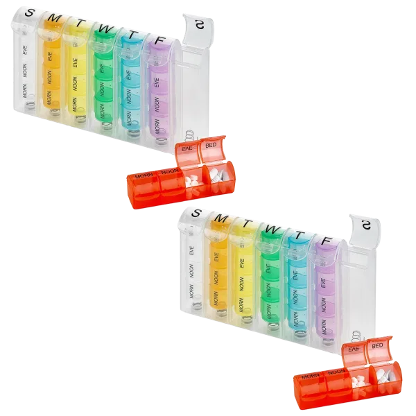 2-Pack: Thera Rx 7-Day Pill Organizer with AM/PM Compartments