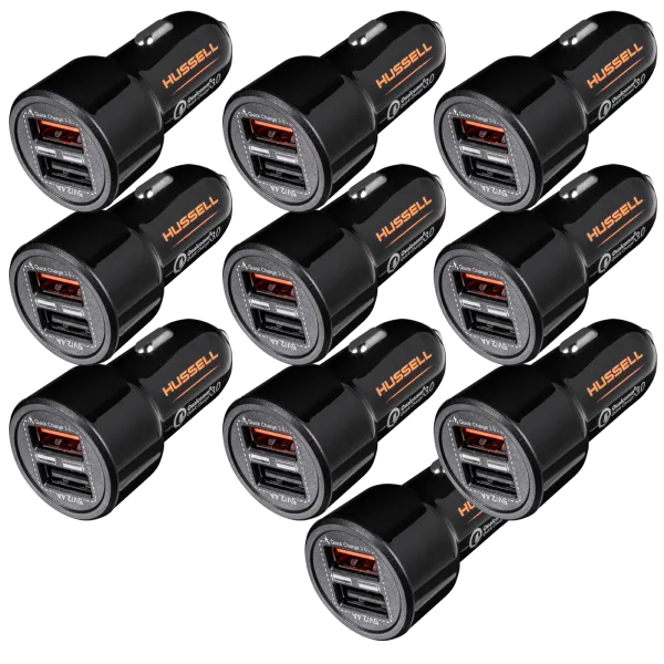 10-Pack: Hussell 30-Watt Dual USB Car Chargers with QuickCharge 3.0