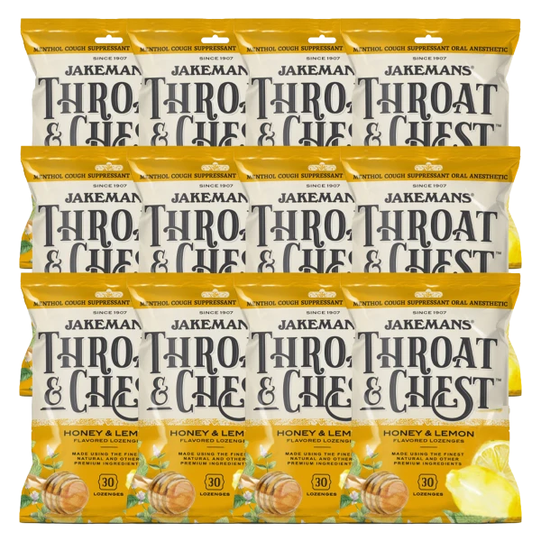 12-Pack: Jakemans Honey Lemon Throat & Chest Lozenges (360 count)