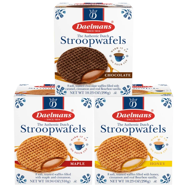 64-Pack: Daelmans Jumbo Stroopwafels (Chocolate, Honey or Maple)