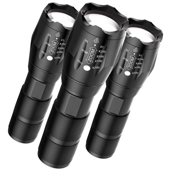 3-Pack: Super Bright Zoomable Cree LED Tactical Flashlights