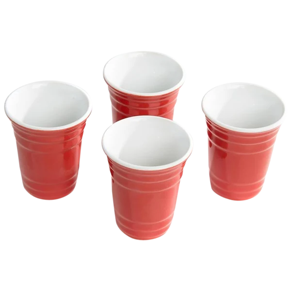 Big Mouth 4-Piece The Red Cup Ceramic Shot Glasses Set