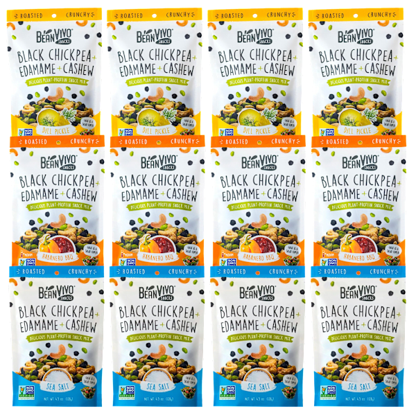 12-Pack: BeanVIVO Snack Mix (Sea Salt, Dill Pickle & Habanero BBQ)