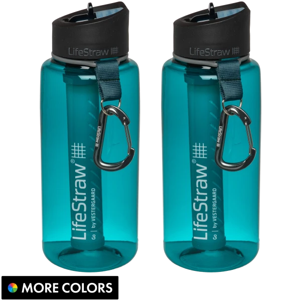 2-Pack: LifeStraw Go 1-Liter Tritan Water Filter Bottle