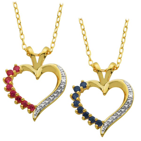 Pick 2: 18K Gold-Plated Ruby & Sapphire Pendants w/ Diamond Accents