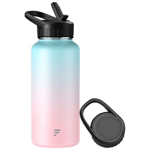 LetsFit Stainless Steel Insulated Water Bottle with Straw