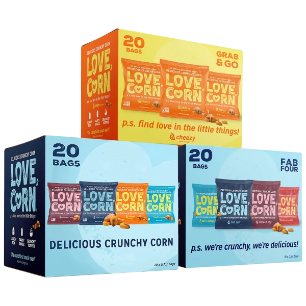 100-Pack: Love, Corn Premium Crunchy Corn Snacks