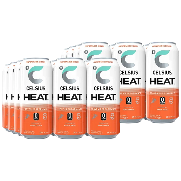 24-Pack: Celsius HEAT Performance Energy Drink 16 oz (Mango Tango)