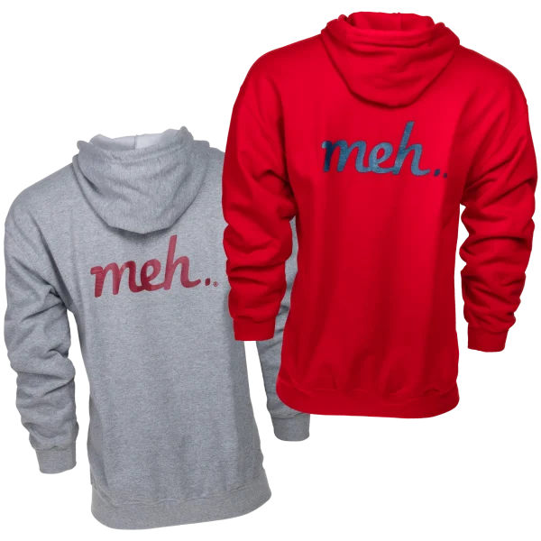 Zip-Up Hoodie with Large Meh Logo on Back