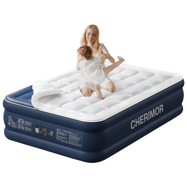 Cherimor Air Mattress with Built-in Pump & Luxury Quilted Topper
