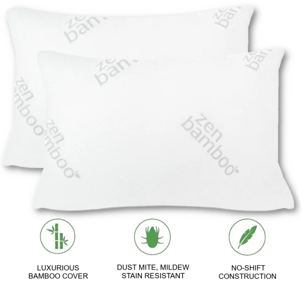 2-Pack: Zen Bamboo Jumbo Ultra Plush Gel Fiber Pillows