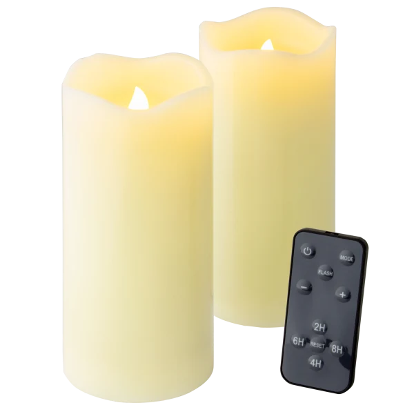 2-Pack: Night Stars Flickering LED Candles with Red Lasers and Remote