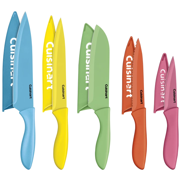 Cuisinart 10 Piece Ceramic Coated Color Knife Set with Blade Guards