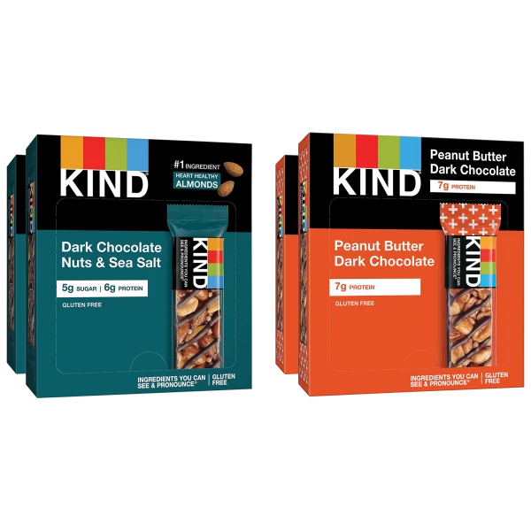 48-Pack: KIND Bar Dark Chocolate Variety (24 Nut & Sea Salt / 24 Peanut Butter)