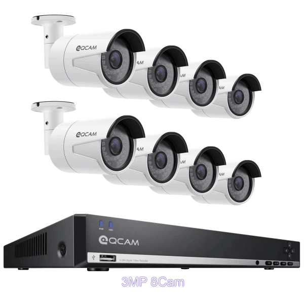 QCAM Security System Bundle: PoE Security Cameras and 2TB 8-Channel NVR