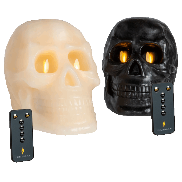 Luminara Martha Stewart Wax Skull Flameless Figural Candle with Remote
